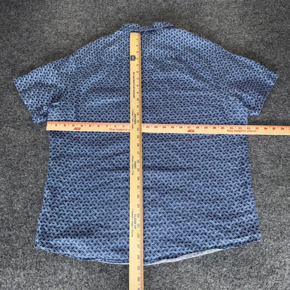 UNTUCKIT Linen Shirt Mens XL Blue Geometric Slim Short Sleeve Button Up Casual - Picture 4 of 7